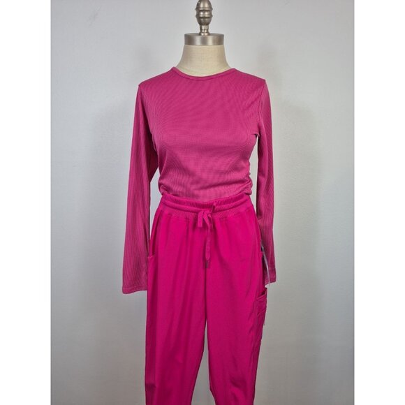Whitecross Fit Women's XS Scrubs Set Long Sleeve Tee, Pants & Jacket Fuchsia - Picture 2 of 16
